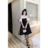 Váy Tafta đen phối vai cổ yếm satin đính ngọc LEE’A - V1848