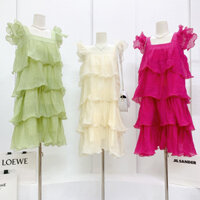 Váy tầng tay cánh tiên, đầm nhiều tầng voan tơ cánh tiên bánh bèo mặc đi biển đi chơi siêu xinh DL08