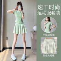 Váy tennis nữ bộ thể thao cầu lông 2025 chạy marathon nhanh khô yoga váy ngắn trang phục thể dục/3.4