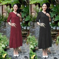 Váy thêu tay lỡ thêu hoa phong lan váy trung niên váy cho mẹ váy dài cho mẹ