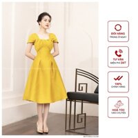 Váy thiết kế cao cấp màu vang tay con form dài chiết eo sang trọng [ Có video + Ảnh thật ] The Shilla - Retiti-55C5