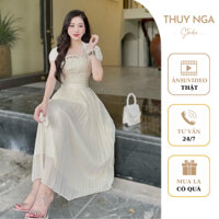 Váy Thiết Kế Dập Ly Phối Ren Tiểu Thư Sang Chảnh Màu Kem V99