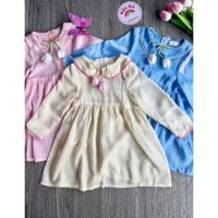 Váy thiết kế hiện đại tay dài chất tuyết nhung mềm mại có ánh nhũ cho bé gái