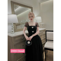 Váy thiết kế nữ dáng dài vải voan lưới kèm 3 tag đá tiểu thư, đầm nữ dự tiệc mặc 2 kiểu siêu hot( kèm ảnh thật)