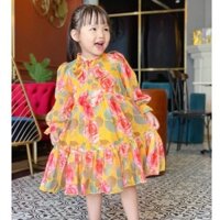 Váy thiết kế Sofia thắt nơ hoa vàng