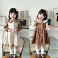 Váy thu đông dài tay chất nhung tăm cho bé gái 1-6 tuổi (Mã 718)