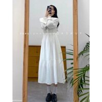 Váy thu đông dài tay kiểu Pháp cổ điển