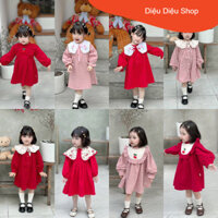 Váy thu đông tay phồng chất nhung tăm cho bé gái 1-6 tuổi- Váy tết , chụp hình siêu xinh