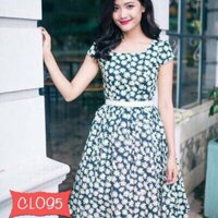 Váy thun Cát misa hoa cúc co giãn 4 chiều