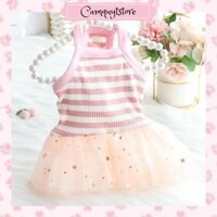 Váy thun gân hai dây CAMQUYTSTORE phong cách công chúa cho thú cưng