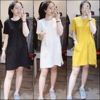Váy thun oversize có khuy gấu