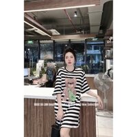 🎀VÁY THUN SUÔNG KẺ GẤU - HÀNG QC CAO CẤP