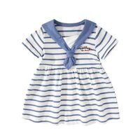 VÁY THUỶ THỦ KẺ XANH MIX CỔ KHĂN CỰC XINH CHO BÉ GÁI