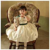 Váy tiểu thư cho bé gái chất liệu lụa tafta thêu hoa dễ thương size 12-45kg