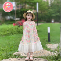 Váy Tiểu Thư Cho Bé Họa Tiết Hoa Ngũ Sắc Vải Mềm Mại Thoáng Mát 2 lớp Size 8 đến 30 kg