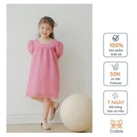 Váy tiểu thư cho bé LEAH suông cộc tay cổ vuông buộc nơ lưng hoa xù - Emily dress