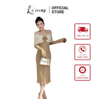 Váy Tiểu Thư Dáng Dài Ôm Body  LECOONG V686 Đầm Đẹp Sang Chảnh Màu Đen Nâu