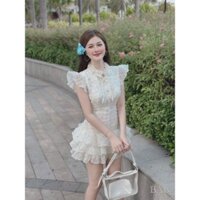 Váy tơ body chân váy xếp tầng(kèm quần bảo hộ) màu trắng, Đầm Váy thiết tiểu thư sang chảnh/Rosey.closet