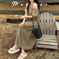 Váy tơ cổ yếm hở vai nhiều màu Đầm Meimei V16