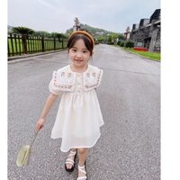 váy tơ lót lụa thêu hoa cực xinh cho bé gái