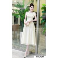 Váy Tơ Organza K34-D1-2 MDU4244 Thiết Kế Gam Màu Kem Sang Chảnh,Dáng Váy Xòe Duyên Dáng Từ MDU