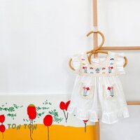 Váy Trắng Cho Bé Gái  - Thêu Hoa, Viền Ren Xinh Xắn (6-10kg)