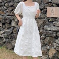 Váy trắng công chúa bồng bềnh, Đầm babydoll tay phồng ulzzang Hàn Quốc