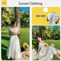 [Váy Trắng] Đầm Dạ Hội Dáng Xòe Trễ Vai Dự Tiệc Sang Trọng (Có Mút Ngực)