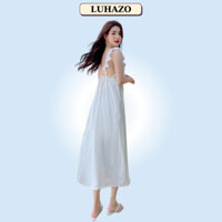 Váy trắng đi biển Đầm nữ đẹp trễ vai maxi 2 dây dài rộng bigsize bikini Hàn Quốc vintage babydoll hở lưng 1092 T14T3