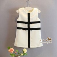 Váy trắng nơ đen đơn giản trang nhã