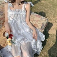 Váy trắng tiểu thư bồng bềnh hai dây siêu xinh (Kèm Ảnh Thật)  ྇ ་