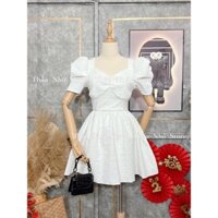 váy trắng tiểu thư tay phồng form xoè (hàng sẵn )