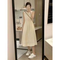 Váy trắng trơn đơn giản cho nữ, váy phong cách nhẹ nhàng mùa hè