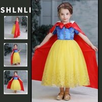Váy trắng tuyết Halloween cho bé gái cho mùa xuân hè Cos Khăn choàng lưới Váy công chúa lông tơ