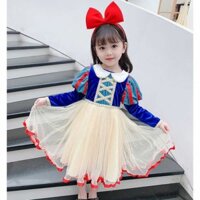 Váy trắng tuyết Váy công chúa Elsa dệt kim dài tay cho bé gái