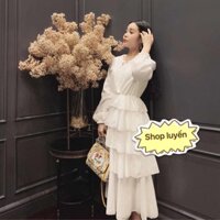 Váy trắng xếp tầng