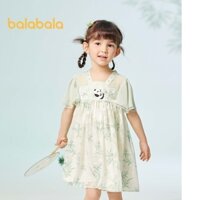Váy trẻ em balabala Bé gái thêu gấu trúc tinh tế và một công chúa như thiết kế Quần áo mùa hè hoàn hảo Dễ thương và phong cách Trang phục của một người