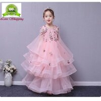 Váy Trẻ Em Xếp Tầng - Đầm Dạ Hội Màu Hồng Xinh Xắn