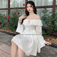 Váy Trễ Vai Dáng Xoè Có Chiết Eo - NV397 Đầm Corset Tay Dài |Sỉ sẵn hàng|