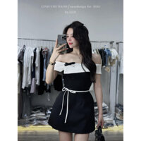 Váy Trễ Vai Phối Dây Nơ Buộc Eo Nơ Ngực Chuẩn Form Thiết Kế Mặc Đi Tiệc Sự Kiện Siêu Xinh Trẻ Trung