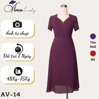 Váy trung niên cho mẹ u40 u50 u60 từ 48-75kg, Đầm trung niên bigsize sang trọng AMALADY AV-14
