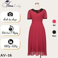 Váy trung niên cho mẹ u40 u50 u60 từ 48-75kg, Đầm trung niên bigsize sang trọng AMALADY AV-16