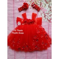 Váy tutu công chúa bé gái đỏ trễ vai