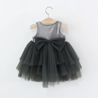Váy Tutu đen cho bé gái Nơ lưng gạc Đầm công chúa Áo choàng thời trang cho trẻ em