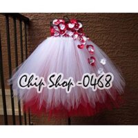 Váy tutu đỏ trắng hoa RB