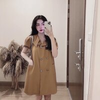 VÁY ULZZANG NÂU / ĐẦM BABYDOLL CỔ BÈO SIÊU XINH - V1010