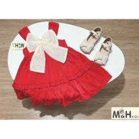Váy vải tơ đũi đính nơ  cho bé gái size 10 đên 33kg