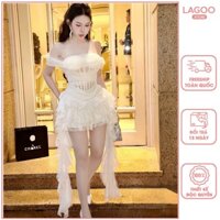 Váy Venus Dạ Hội Đầm Dự Tiệc Cúp Ngực Sang Trọng Phong Cách Xếp Tầng Đuôi Dài Gợi Cảm Lagoo Store
