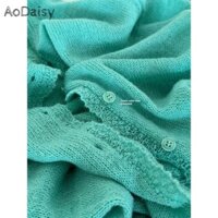 Váy Vest không tay viền ren Áo len màu xanh lá cây phù hợp