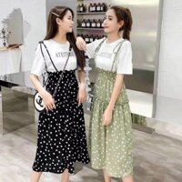 Váy voan chấm bi Phối Áo phông